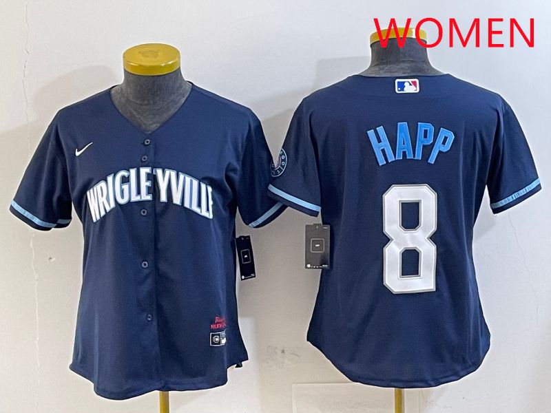 Women Chicago Cubs #8 Happ Blue City Edition Game 2025 Nike MLB Jersey style 1->women mlb jersey->Women Jersey